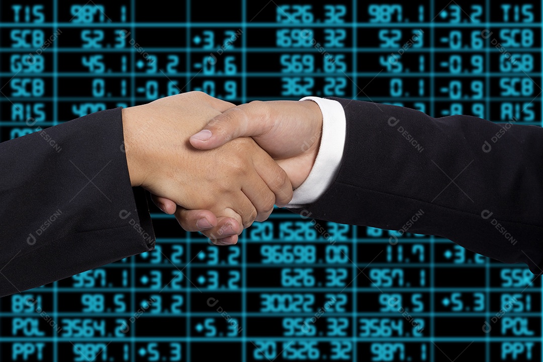 Aperto de mão de empresários - sucesso, parabéns, saudação.