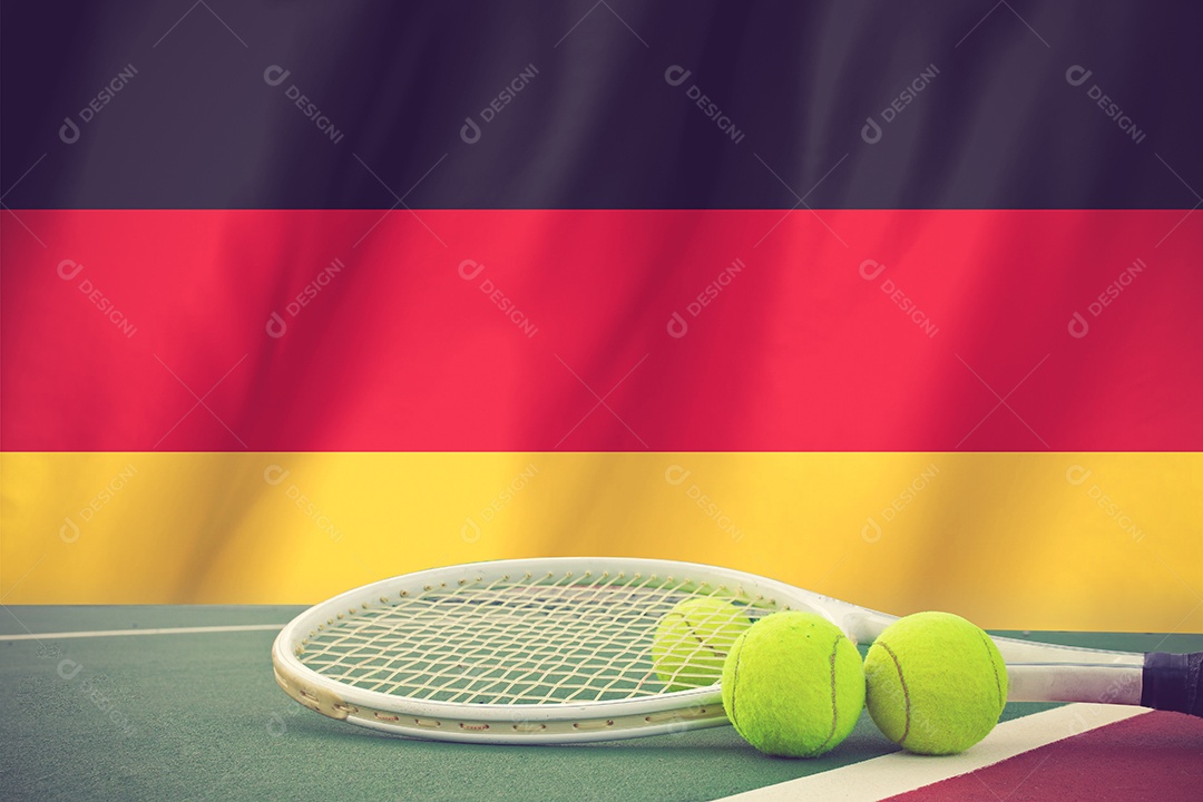 Conceito de tênis Roland Garros com bandeira e bola Alemanha