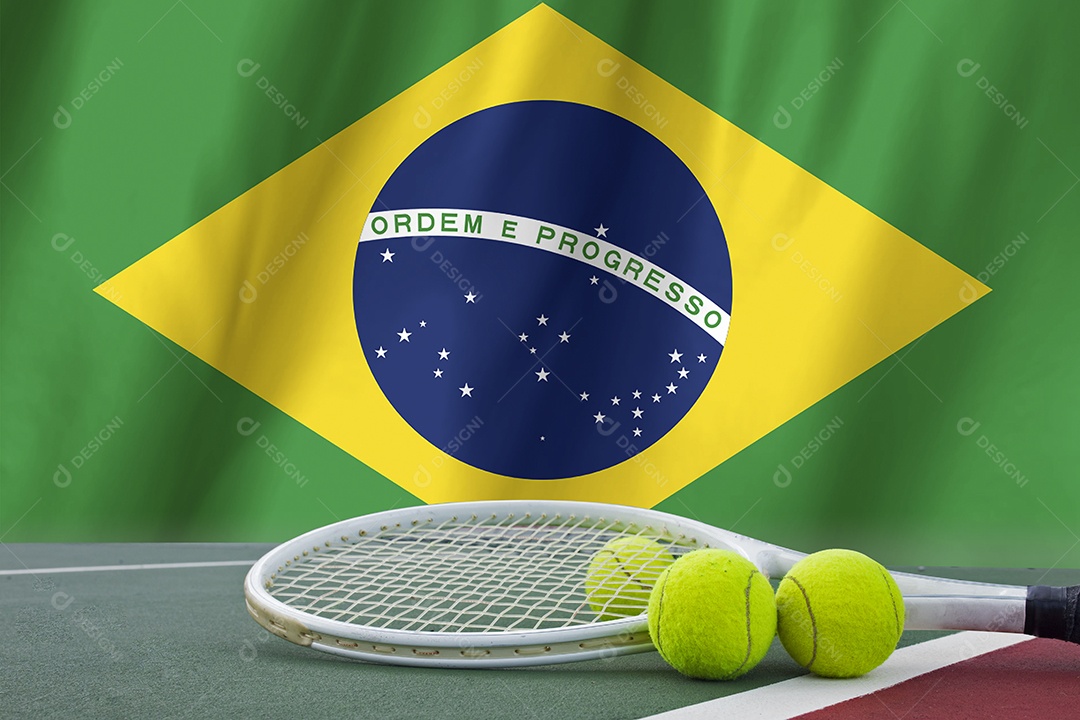 Bandeira do Brasil e bola de tênis