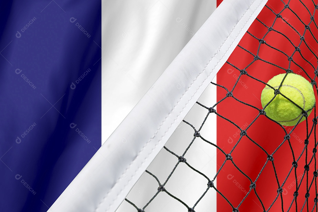 Conceito de tênis Roland Garros com bandeira e bola França