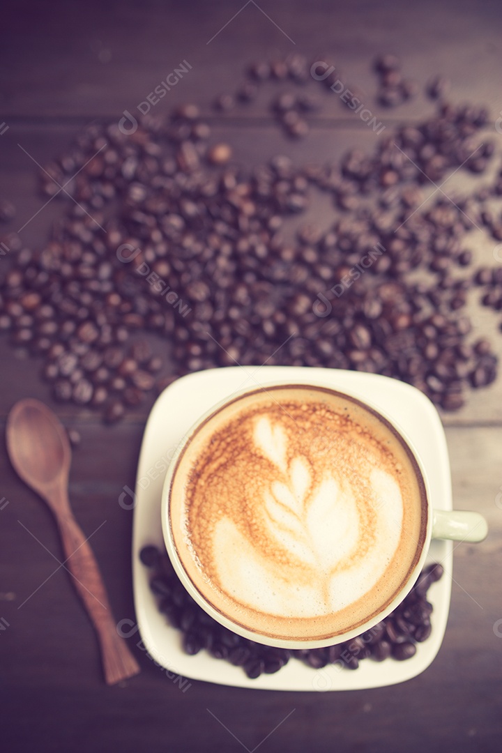 Café com cor vintage de grãos de café