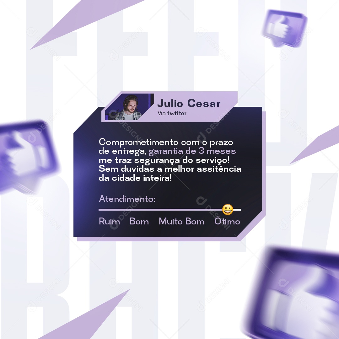 Feedback Comprometimento Loja de Informática Social Media PSD Editável