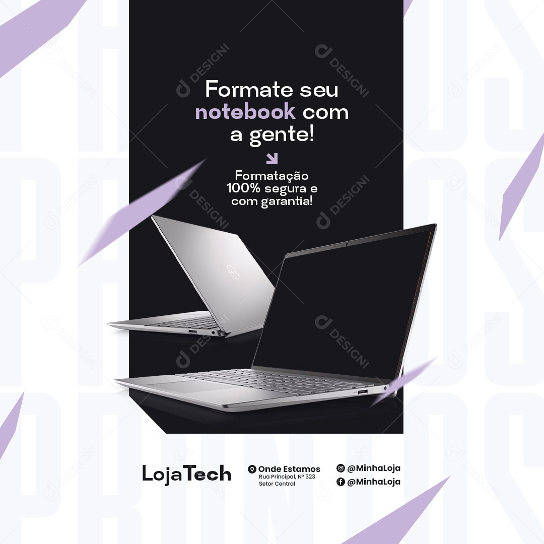 Formate Seu Notebook com a Gente Loja de Informática Social Media PSD Editável