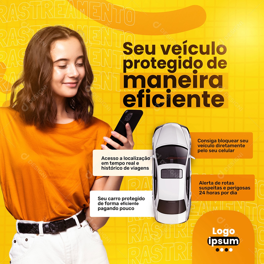 Social Media Rastreamento Veicular Seu Veículo Protegido PSD Editável