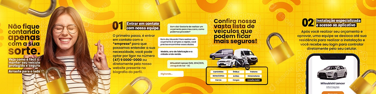 Social Media Carrossel Rastreamento Veicular PSD Editável