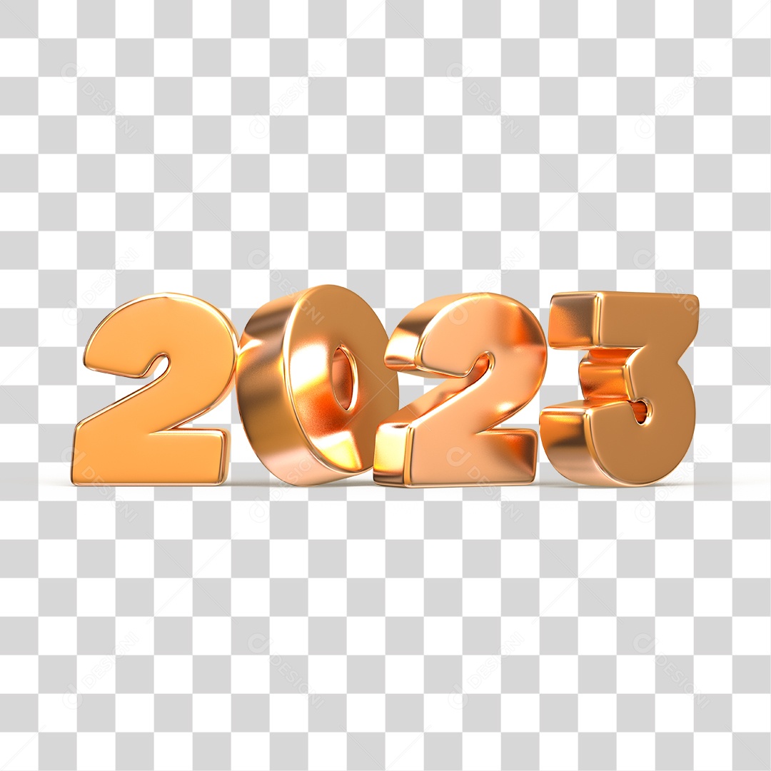 Número 3D 2023 Ano Novo PNG Transparente Sem Fundo