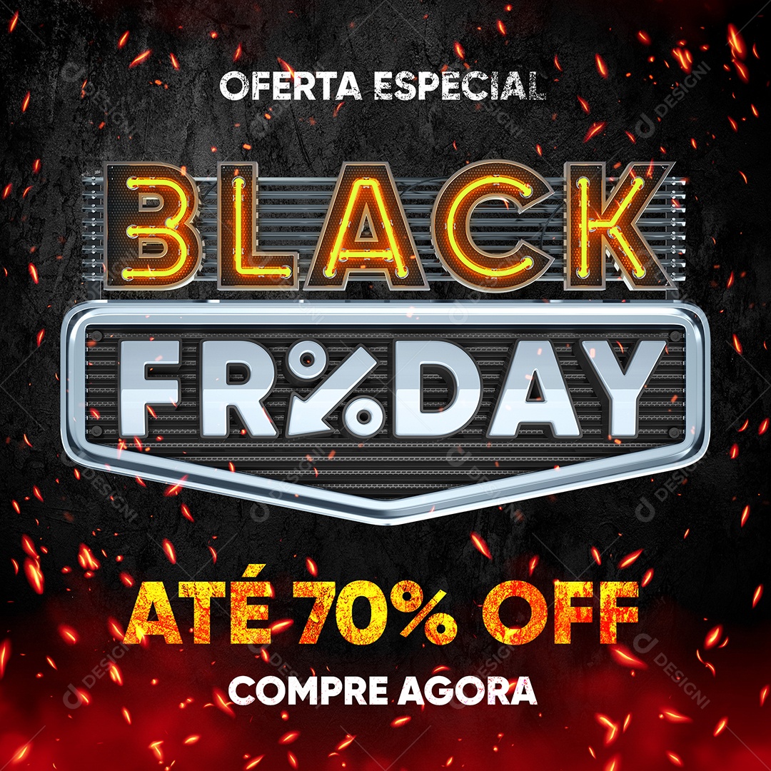 Oferta Especial Black Friday Até 70% Off Social Media PSD Editável