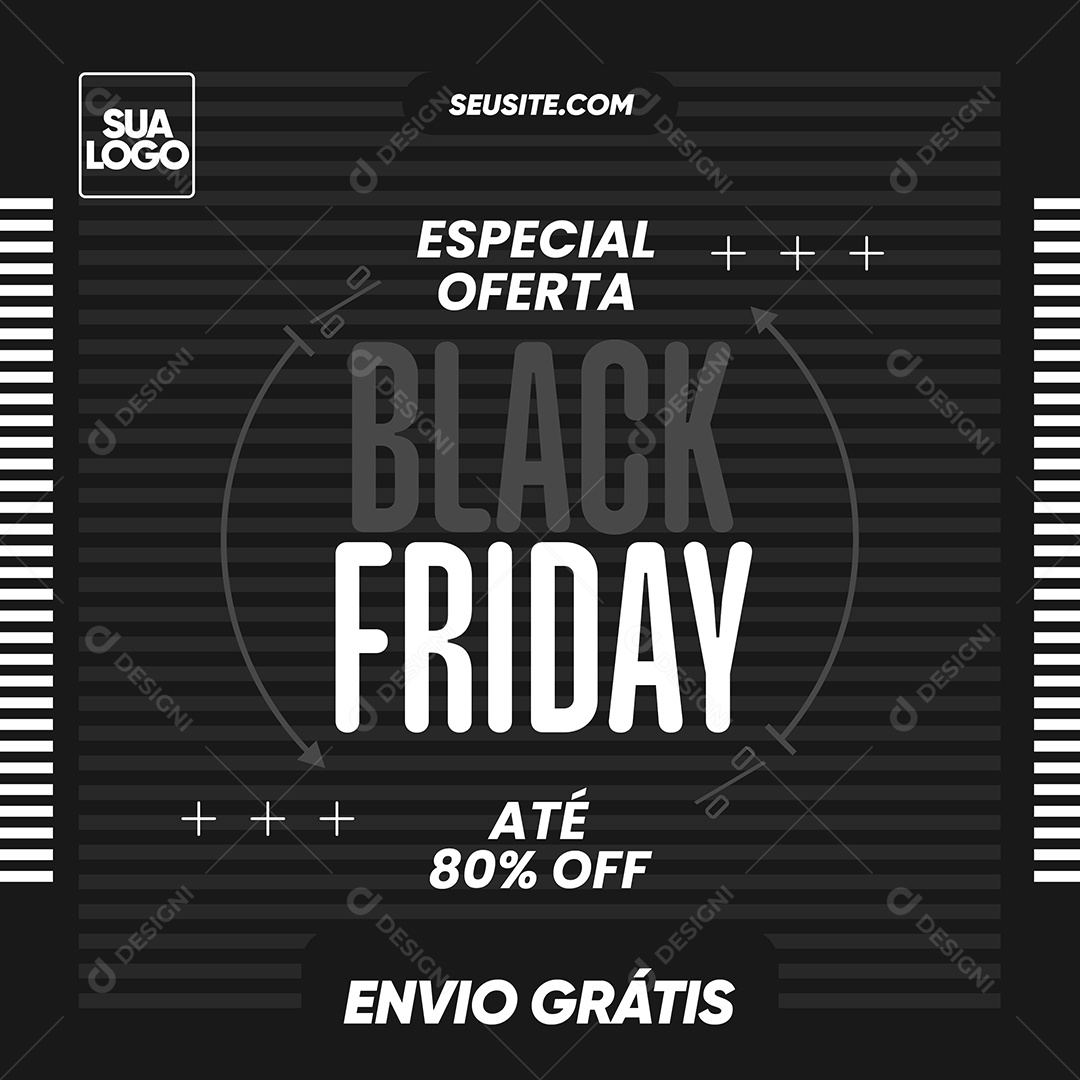 Oferta Especial + Black Friday Até 80% Off Social Media PSD Editável