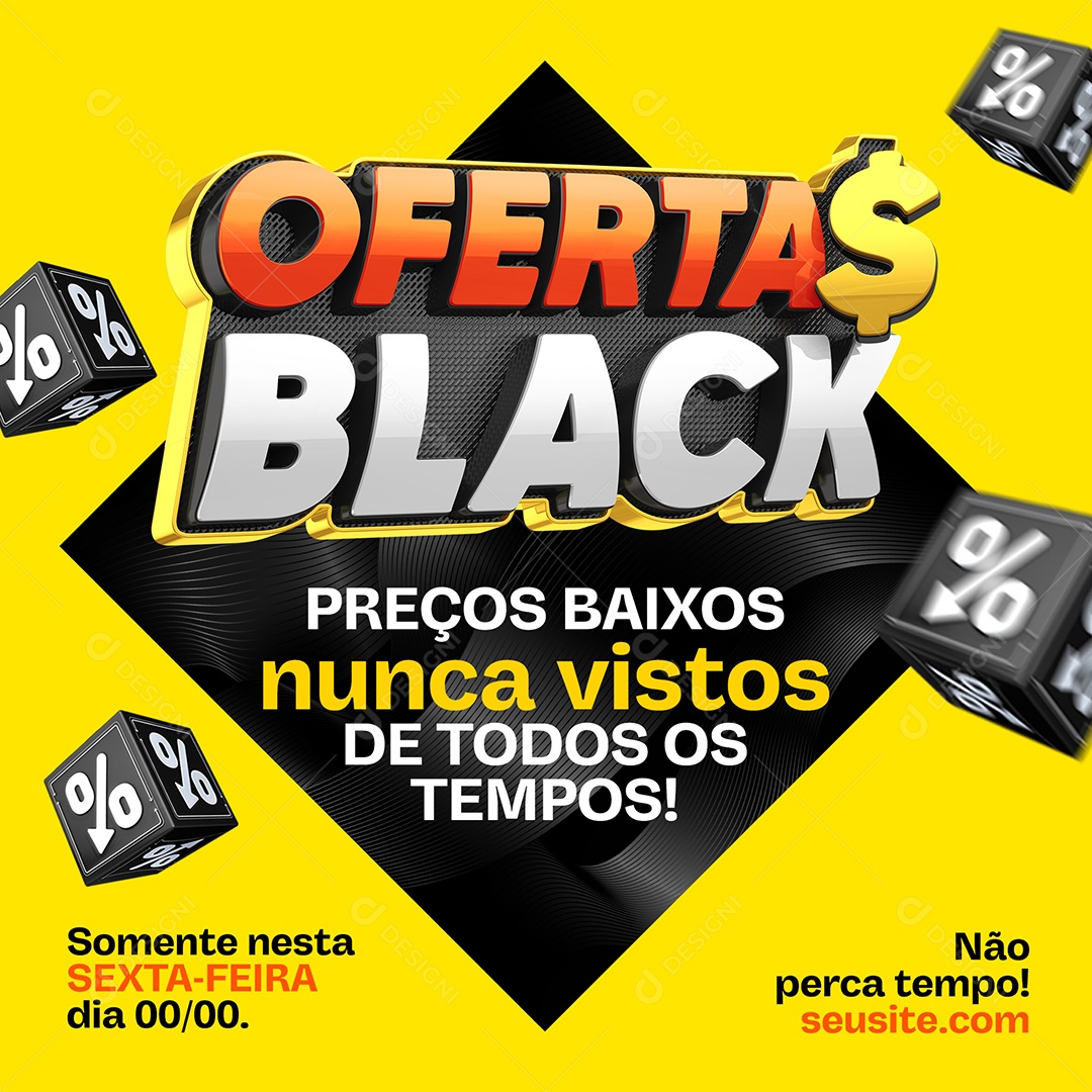 Ofertas Black Preços Baixos Nunca Vistos Social Media PSD Editável