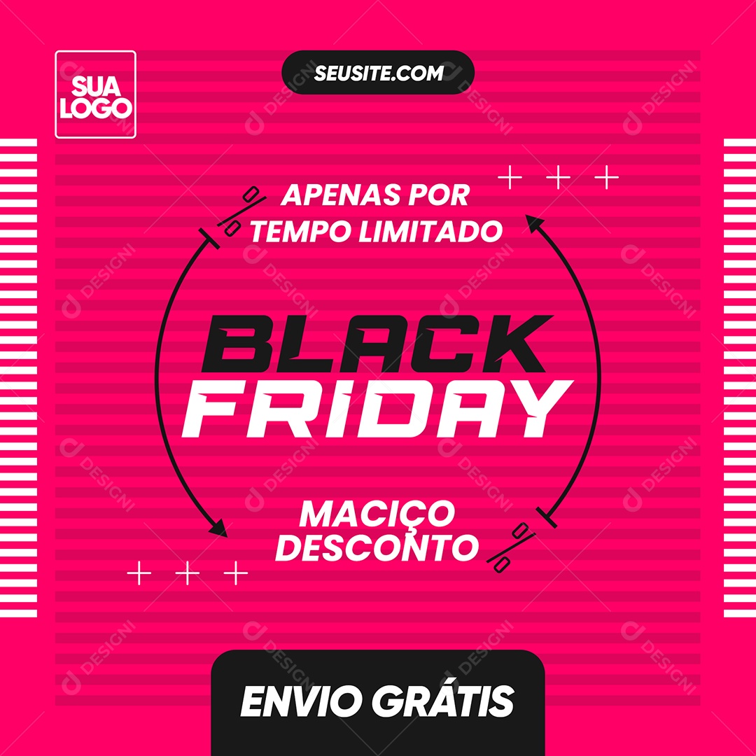 Apenas Por + Tempo Limitado Black Friday Maciço Desconto Social Media PSD Editável
