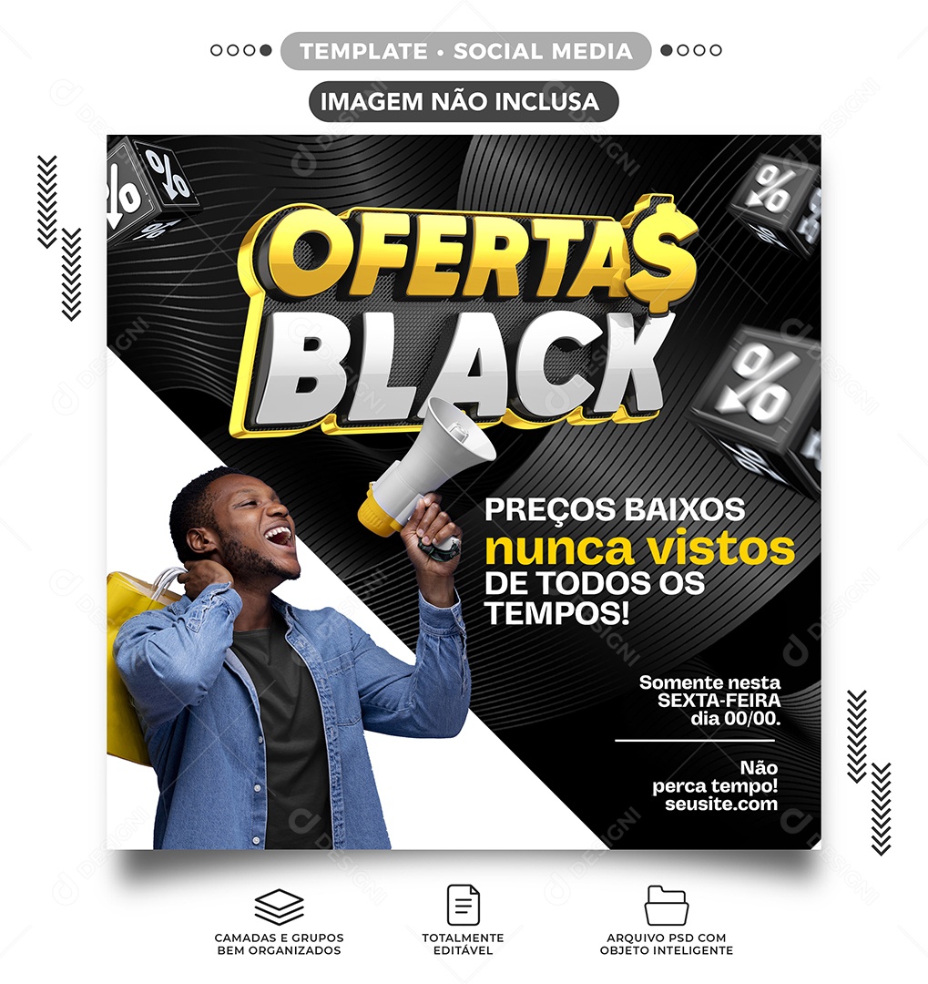 Ofertas Black Preços Baixos Nunca Vistos Social Media PSD Editável