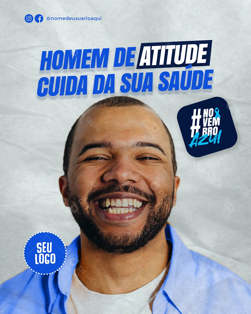 Social Media Novembro Azul Homem de Atitude PSD Editável