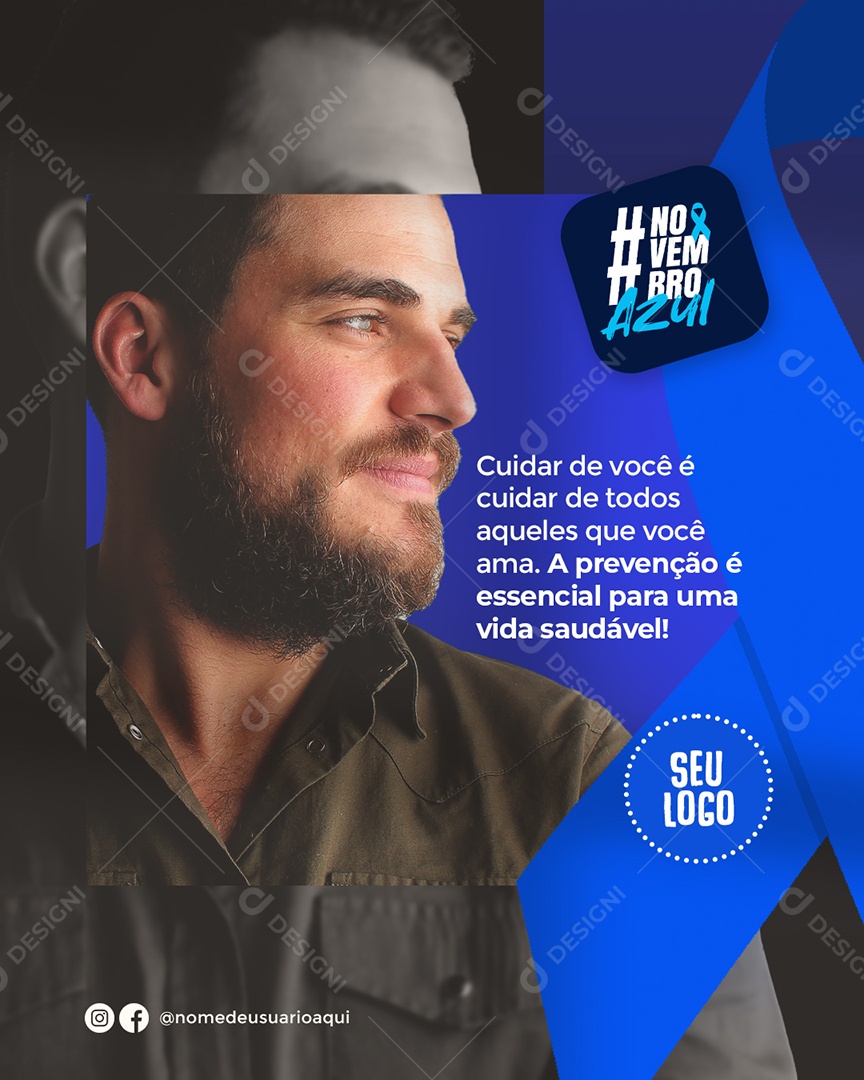 Social Media Novembro Azul Cuidar de Você é Cuidar de Todos PSD Editável