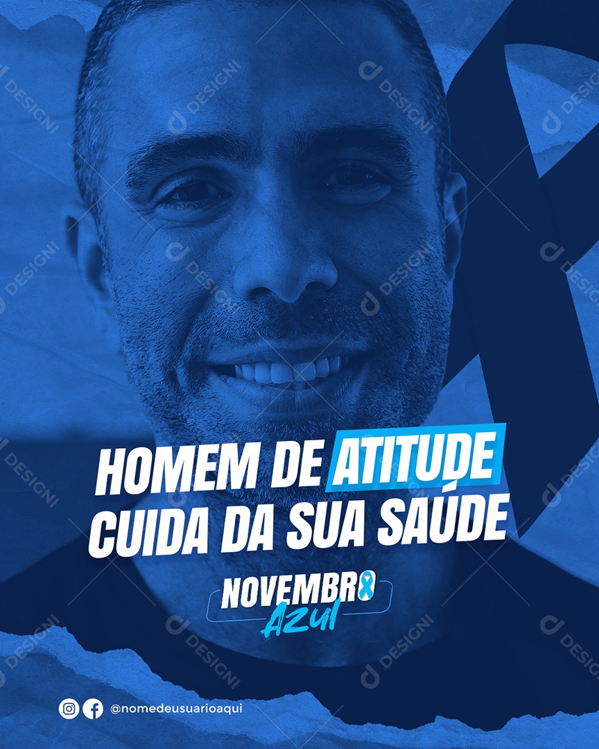 Social Media Novembro Azul Homem de Atitude PSD Editável