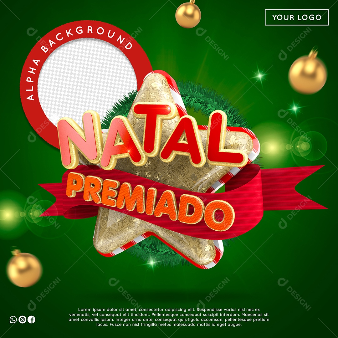 Selo 3D Natal Premiado Para Composição PSD