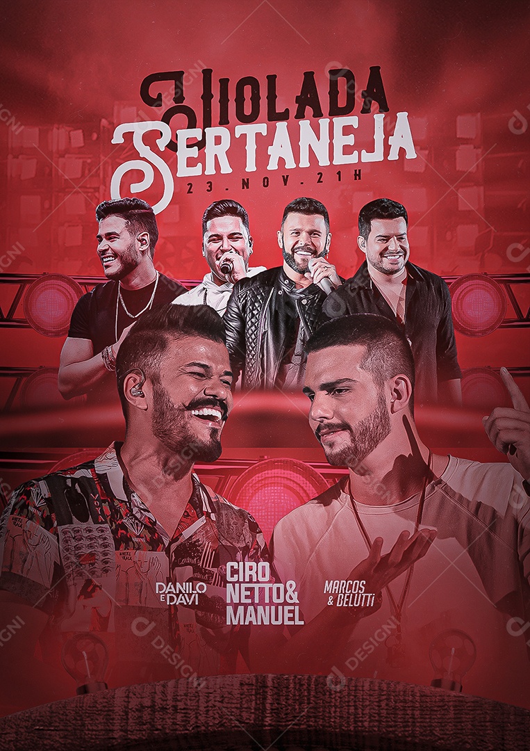 Sertaneja Danilo e Davi Ciro Netto e Manuel Marcos e Belutti Flyers Social Media PSD Editável