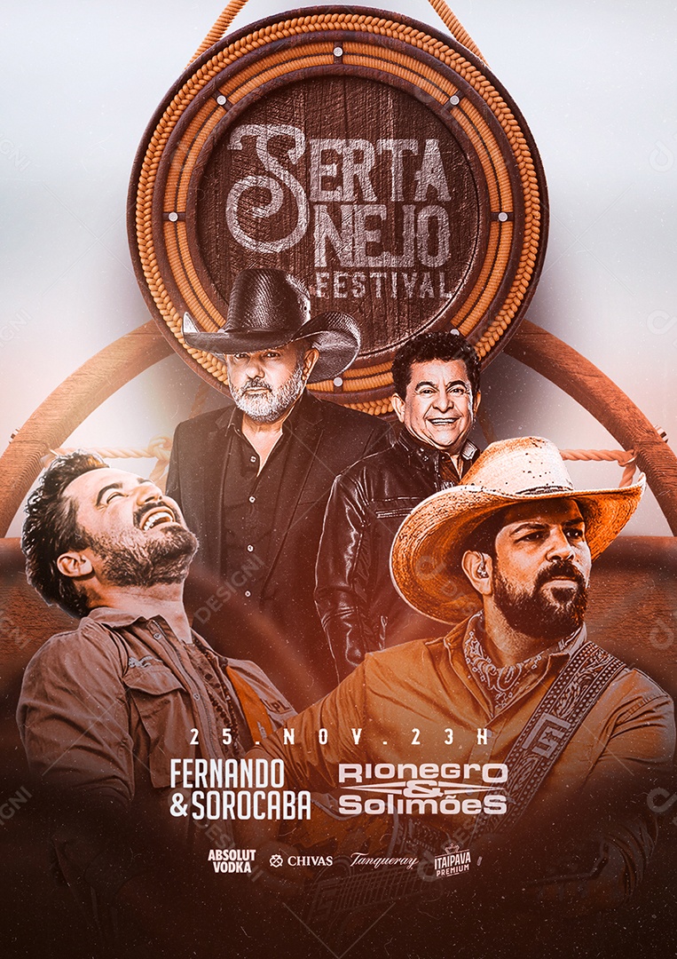 Festival Sertanejo Fernando e Sorocaba Rio Negro e Solimões Flyers Social Media PSD Editável