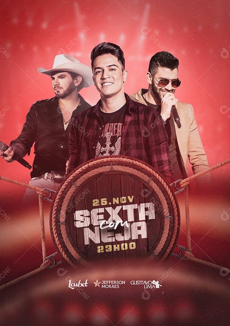 Sexta com Neja Flyers Loubet Jefferson Moraes Gusttavo Lima Social Media PSD Editável