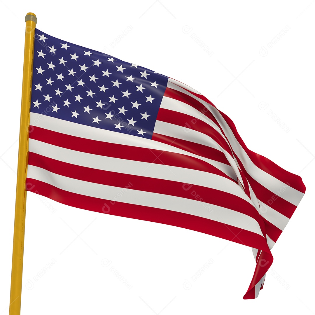 Bandeira dos Estados Unidos Elemento 3D Para Composição PSD