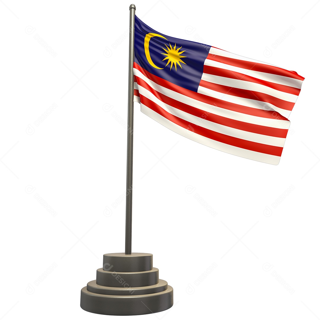 Bandeira da Malásia Elemento 3D Para Composição PSD