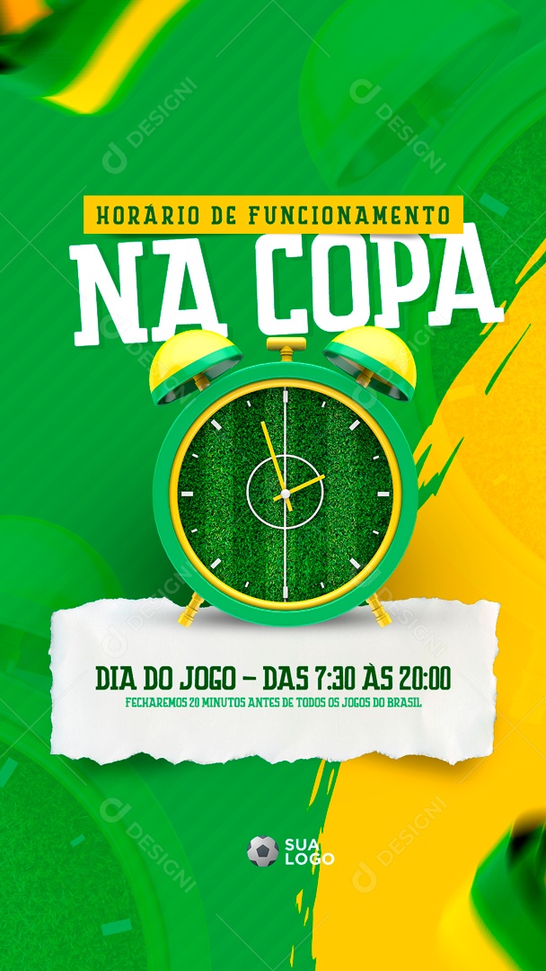 Story Horário de Funcionamento Na Copa Social Media PSD Editável