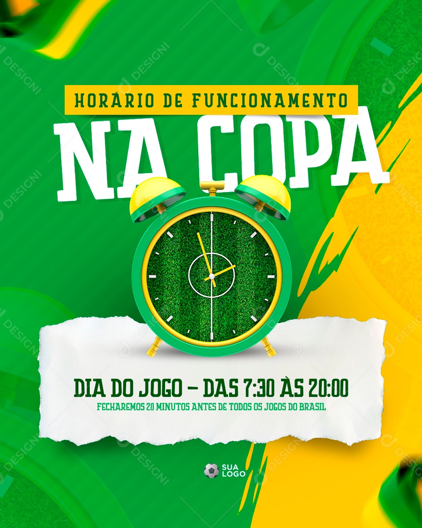 Horário de Funcionamento Na Copa Social Media PSD Editável