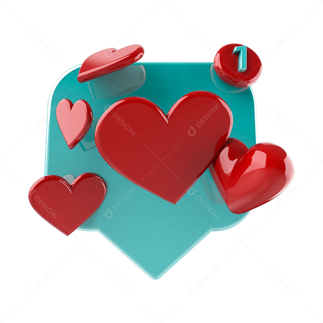 Coração Elemento 3D para Composição PSD