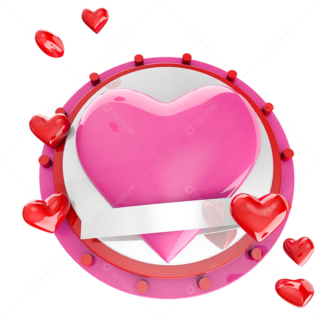 Coração Elemento 3D para Composição PSD