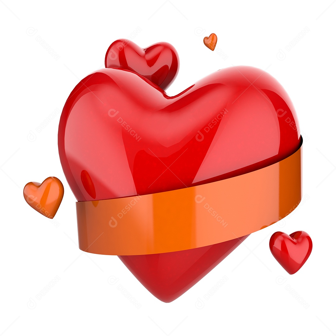 Amei Coração Elemento 3D para Composição PSD