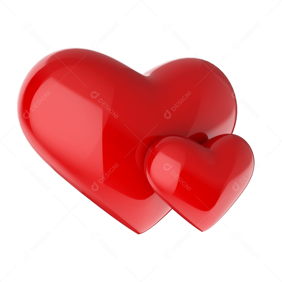 Amei Coração Elemento 3D para Composição PSD