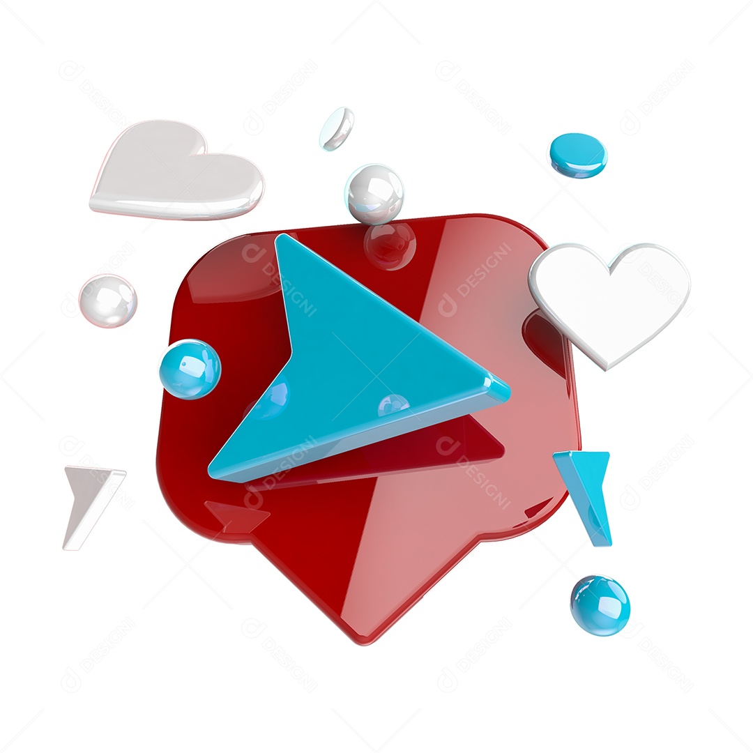 Telegram Azul e Vermelho Elemento 3D Para Composição PSD