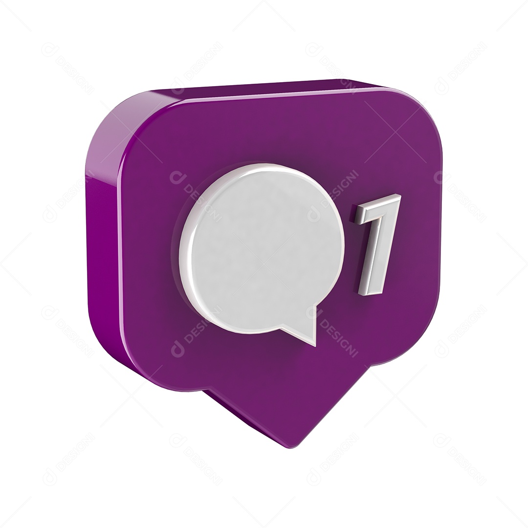 Caixa de Mensagem Roxo Elemento 3D para Composição PSD