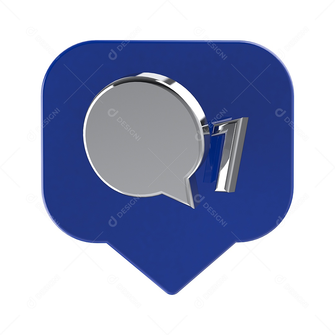 Caixa de Mensagem Azul Elemento 3D para Composição PSD