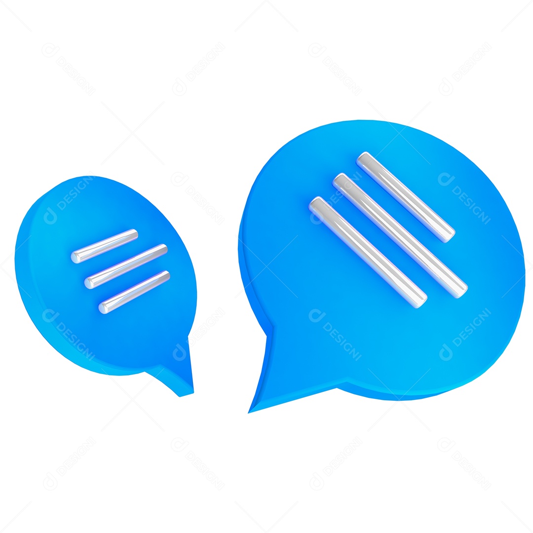 Caixa de Mensagem Azul Elemento 3D para Composição PSD