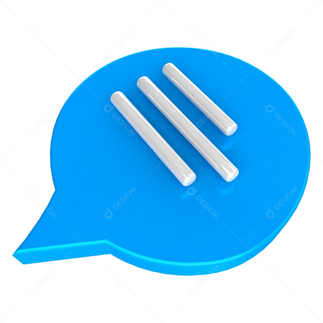 Caixa de Mensagem Azul Elemento 3D para Composição PSD