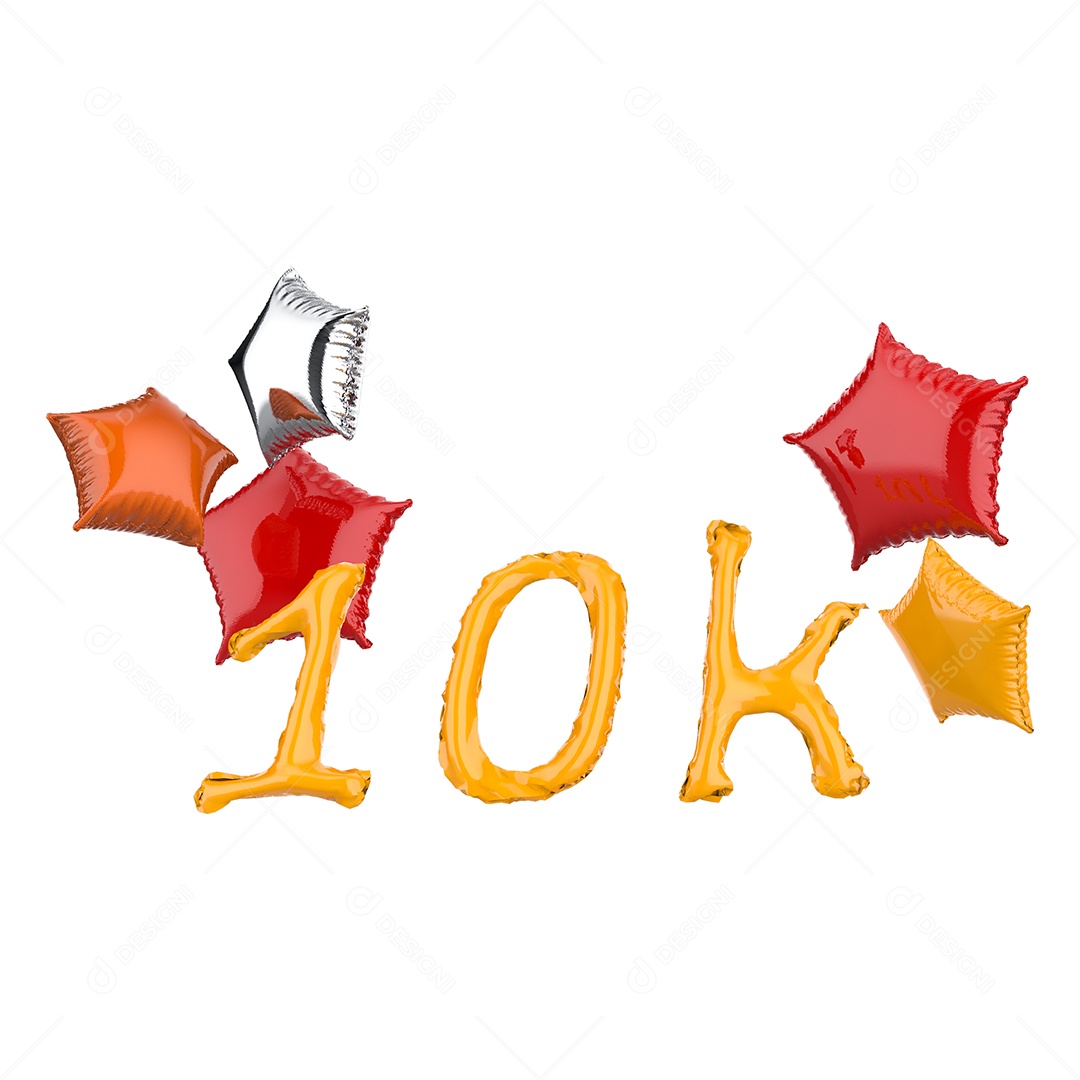 Elemento 3D 10K de Seguidores Para Composição PSD