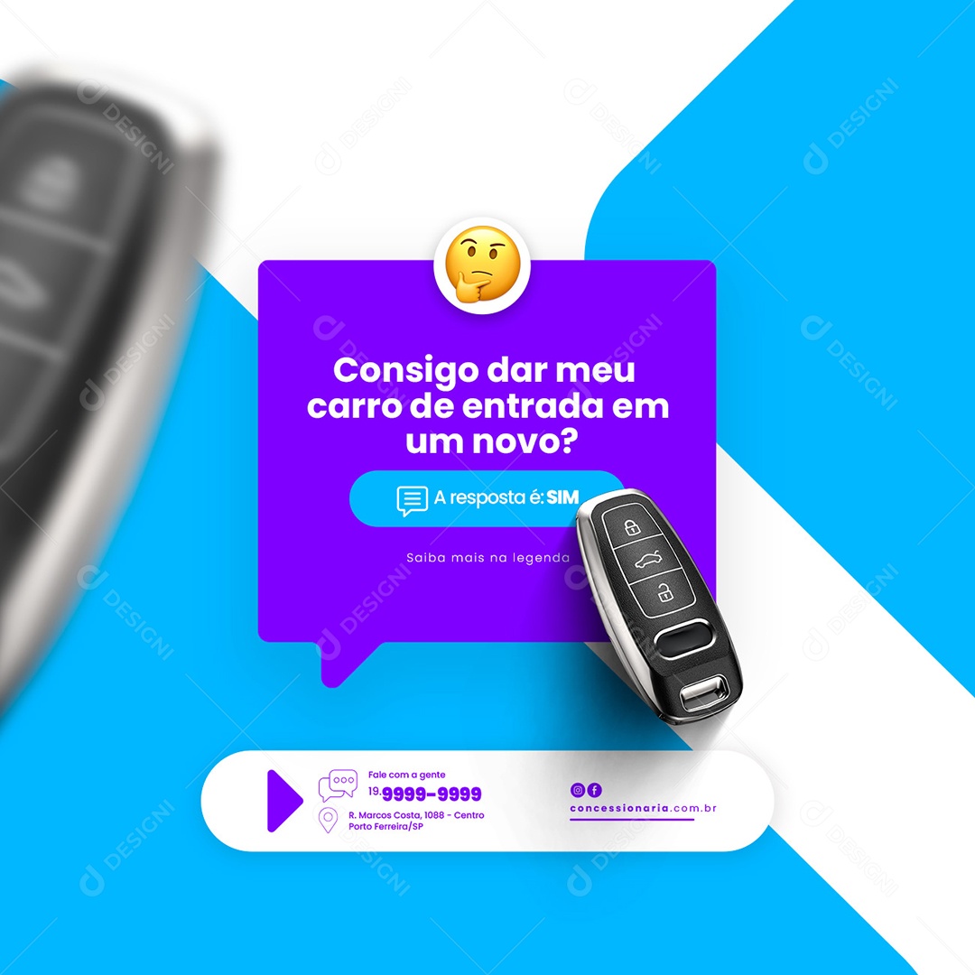 Consigo Dar Meu Carro de Entrada Concessionária Social Media PSD Editável