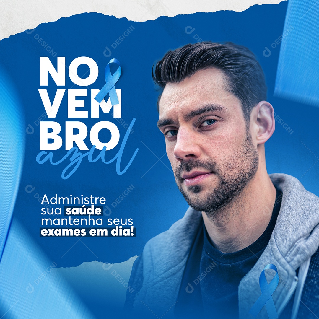 Mês de Combate ao Câncer de Próstata Novembro Azul Social Media PSD Editável