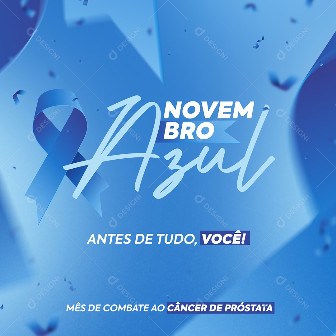 Mês de Combate ao Câncer de Próstata Novembro Azul Social Media PSD Editável