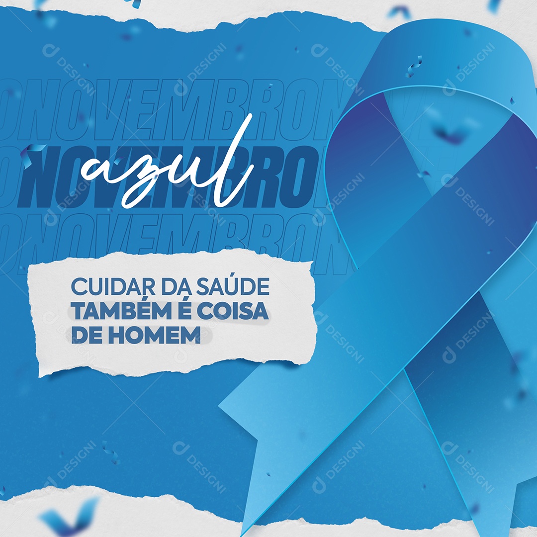 Mês de Combate ao Câncer de Próstata Novembro Azul Social Media PSD Editável