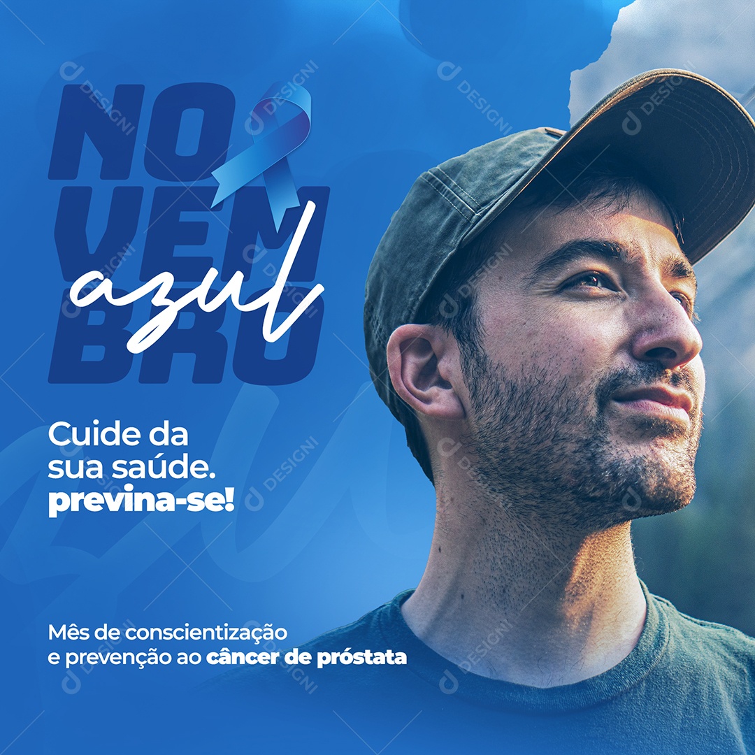 Mês de Combate ao Câncer de Próstata Novembro Azul Social Media PSD Editável