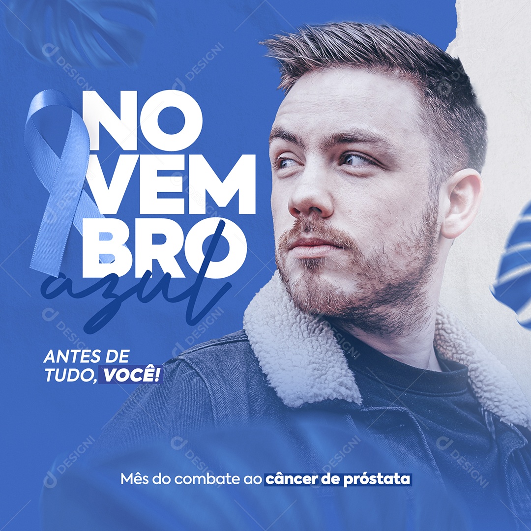 Mês de Combate ao Câncer de Próstata Novembro Azul Social Media PSD Editável