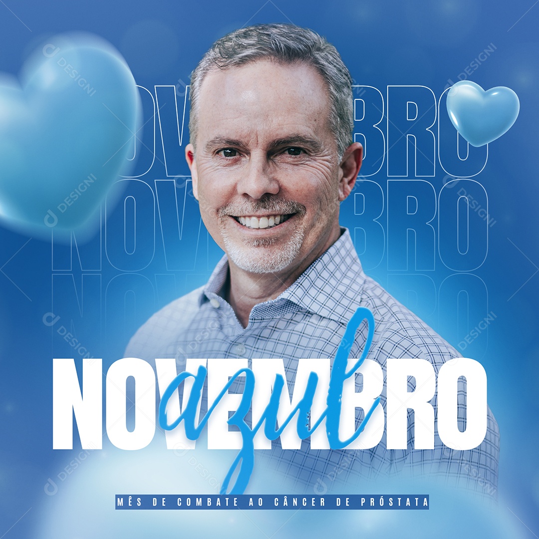 Mês de Combate ao Câncer de Próstata Novembro Azul Social Media PSD Editável