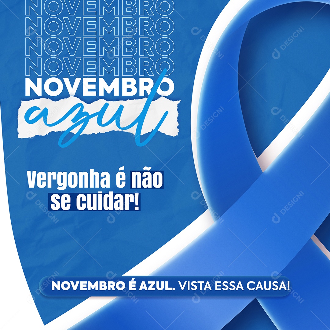Mês de Combate ao Câncer de Próstata Novembro Azul Social Media PSD Editável