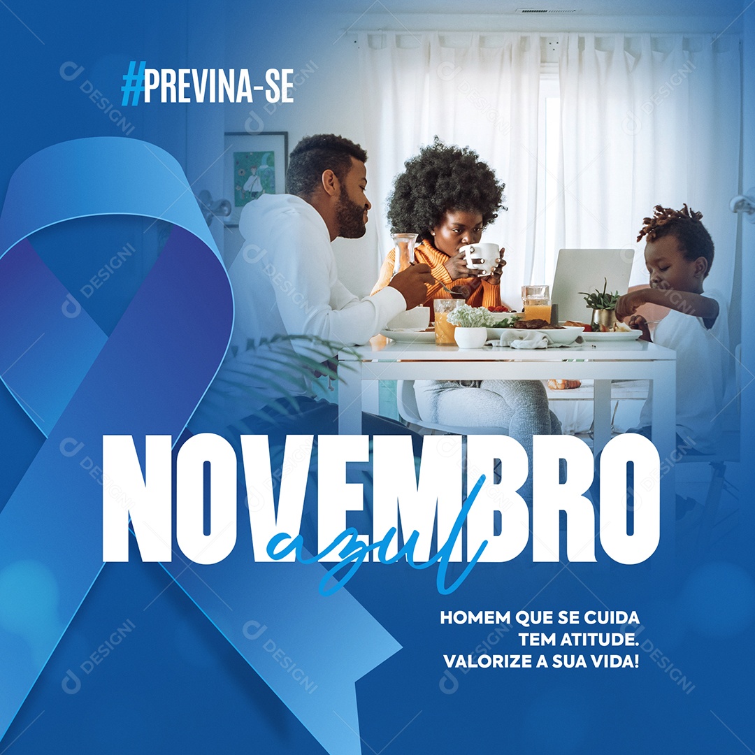 Mês de Combate ao Câncer de Próstata Novembro Azul Social Media PSD Editável