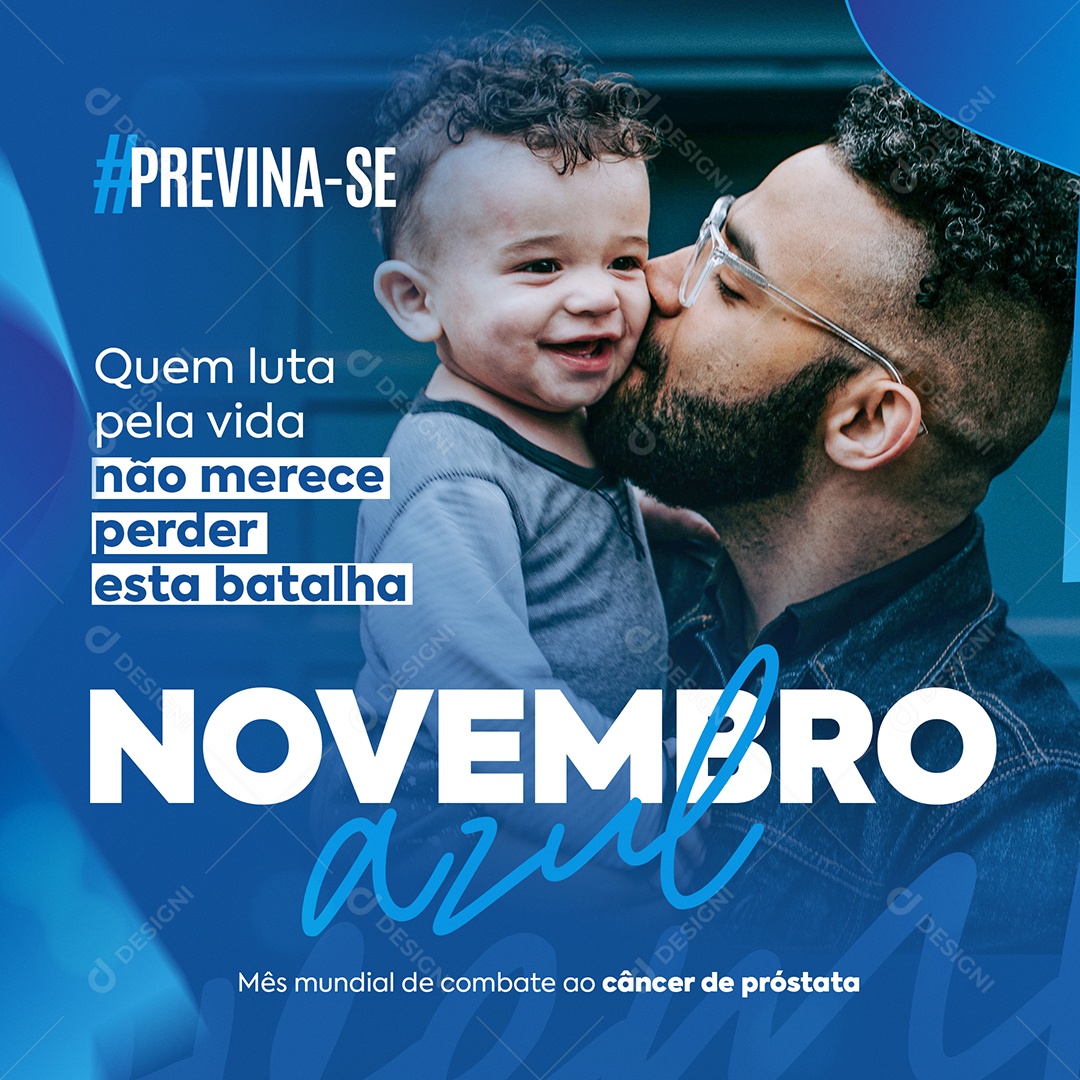 Mês de Combate ao Câncer de Próstata Novembro Azul Social Media PSD Editável