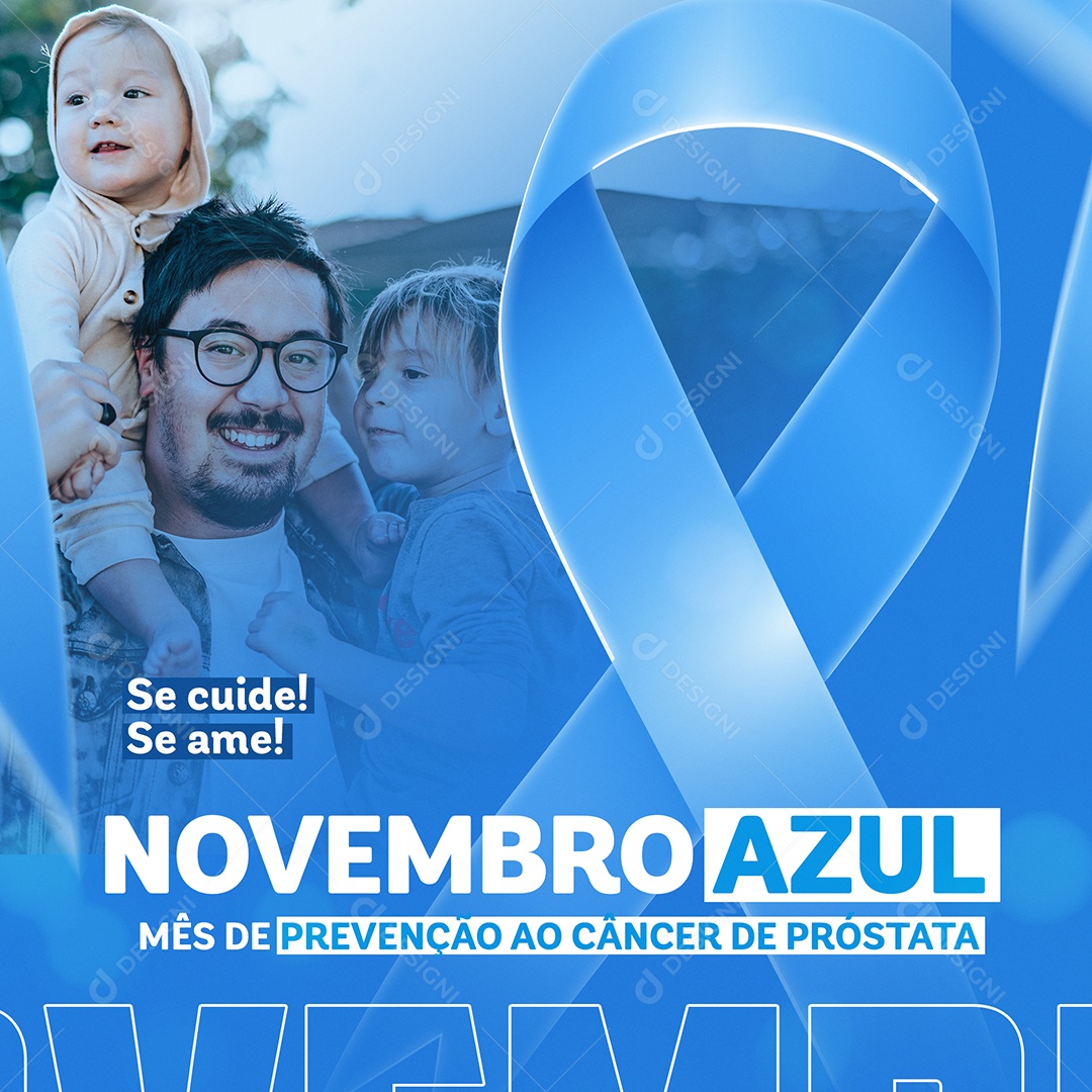Mês de Combate ao Câncer de Próstata Novembro Azul Social Media PSD Editável