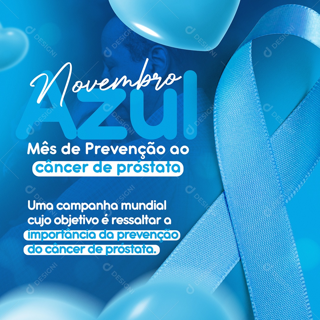 Mês de Combate ao Câncer de Próstata Novembro Azul Social Media PSD Editável