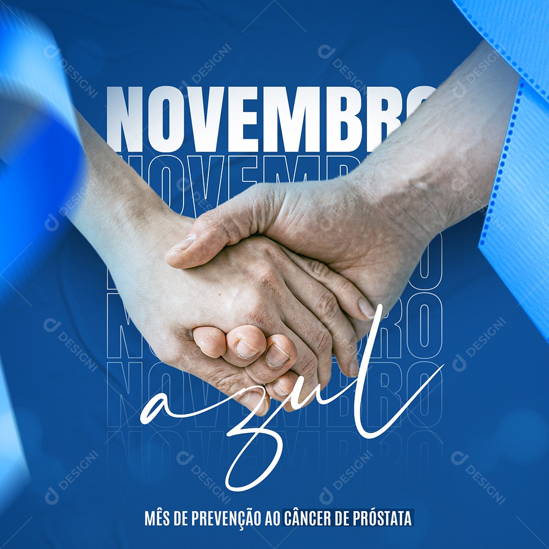 Mês de Combate ao Câncer de Próstata Novembro Azul Social Media PSD Editável