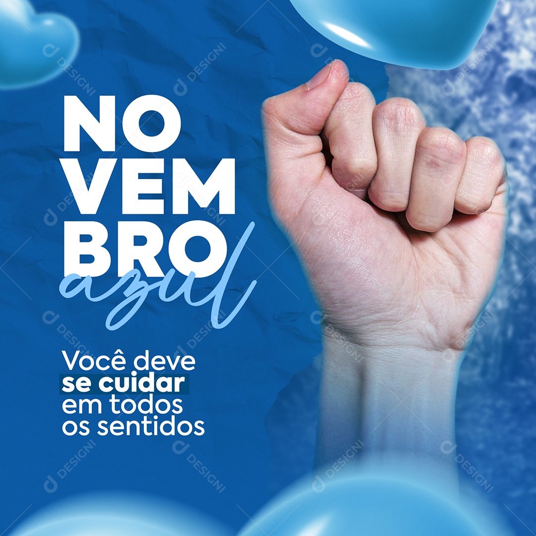 Mês de Combate ao Câncer de Próstata Novembro Azul Social Media PSD Editável